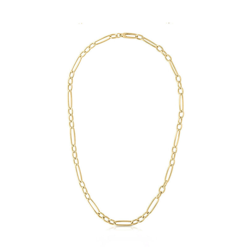 Roberto Coin Alternating Oval Link Necklace in 18K Yellow Gold image number 0
