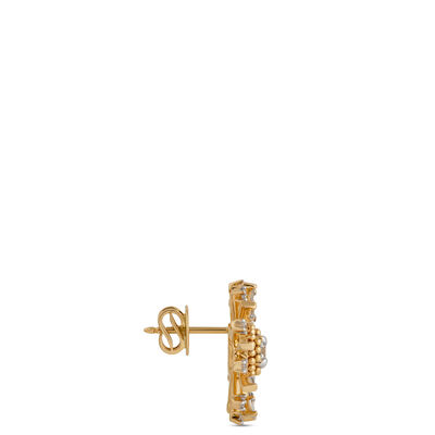 Sunlight Earrings with Round and Baguette Diamonds, 1 Carat Total Weight, 18K Yellow Gold