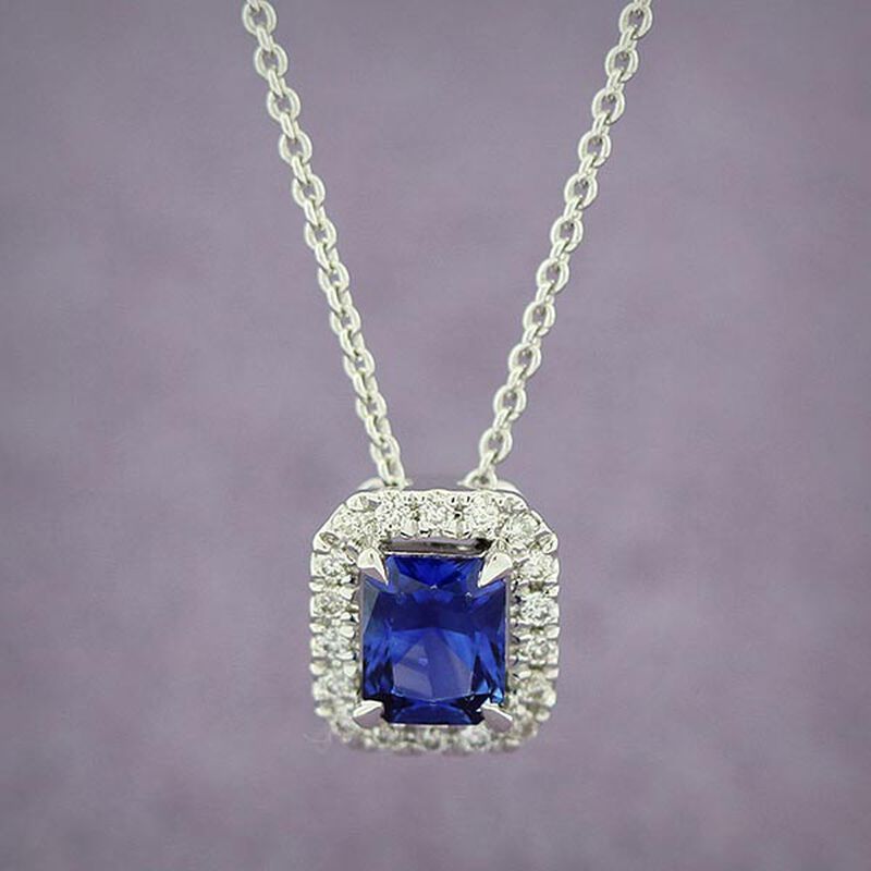 Sapphire & Diamond Pendant 14K image number 5