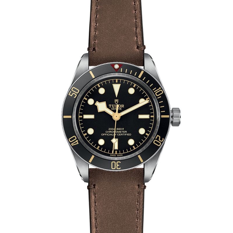 TUDOR Black Bay Fifty-Eight Watch Black Dial Brown Leather Strap, 39mm image number 1