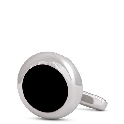 Round Onyx Cufflinks, Sterling Silver