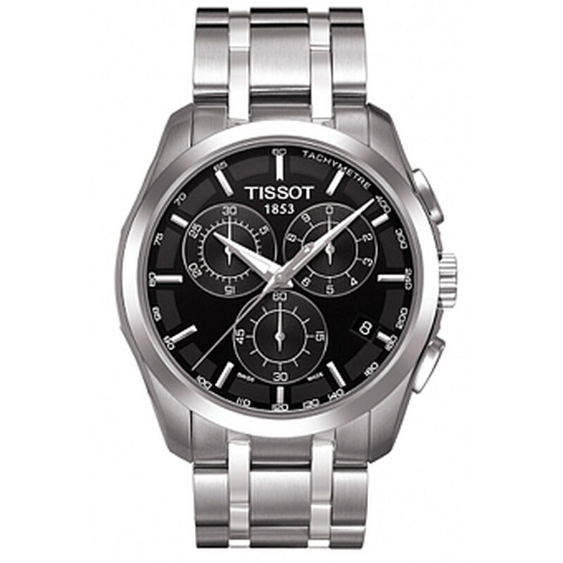 Tissot Couturier Chronograph Black Dial Steel Quartz Watch, 41mm image number 1
