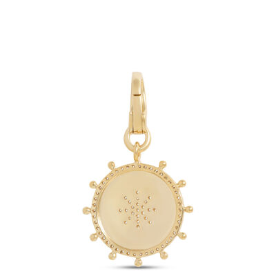 Fluted Disc Diamond Pendant, 14K Yellow Gold