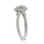 Bezel Halo Diamond Engagement Ring 14K