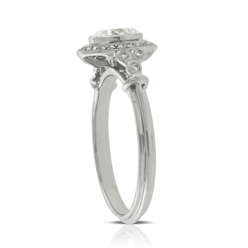 Bezel Halo Diamond Engagement Ring 14K image number 3