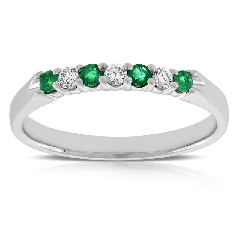 Delicate Emerald & Diamond Ring 14K image number 1