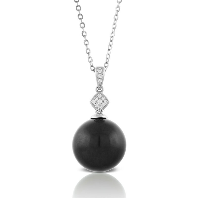 Cultured South Sea Tahitian Pearl & Diamond Necklace 14K image number 0