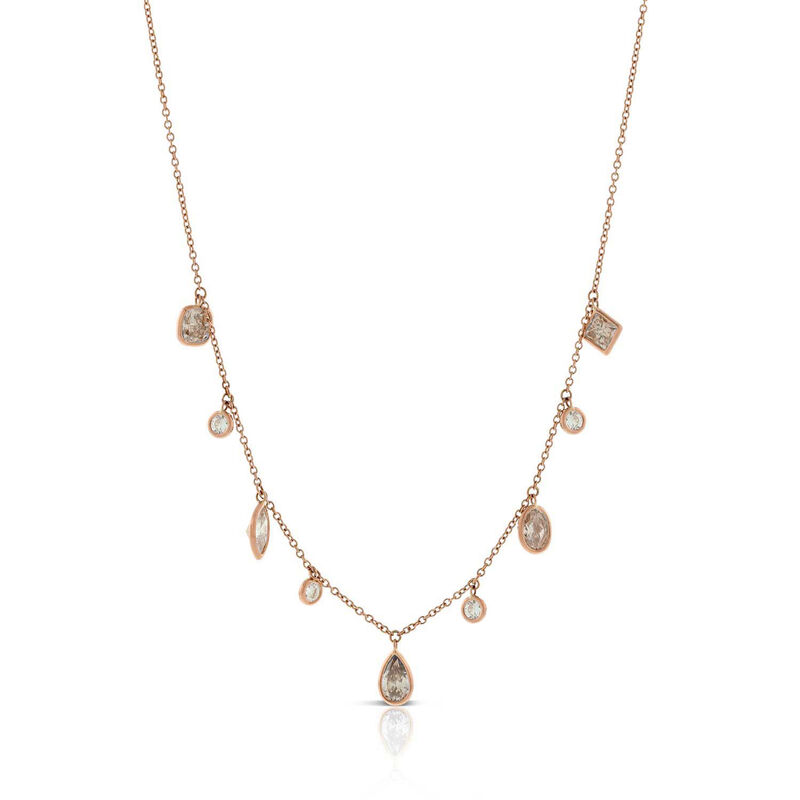 Rose Gold Brown & White Diamond Necklace 14K image number 1
