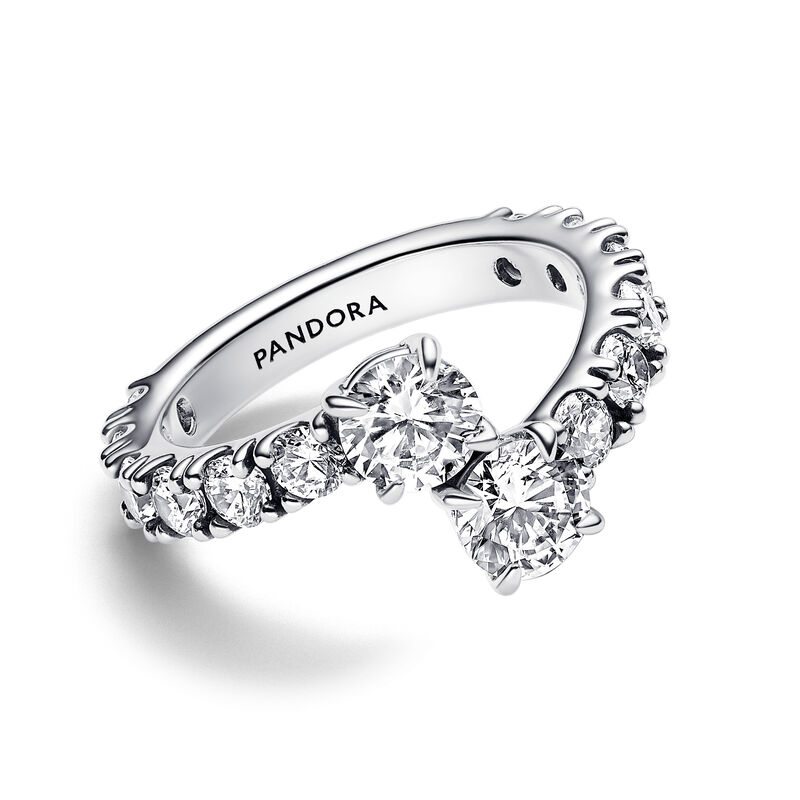 Pandora Sparkling Overlapping Band Ring image number 1