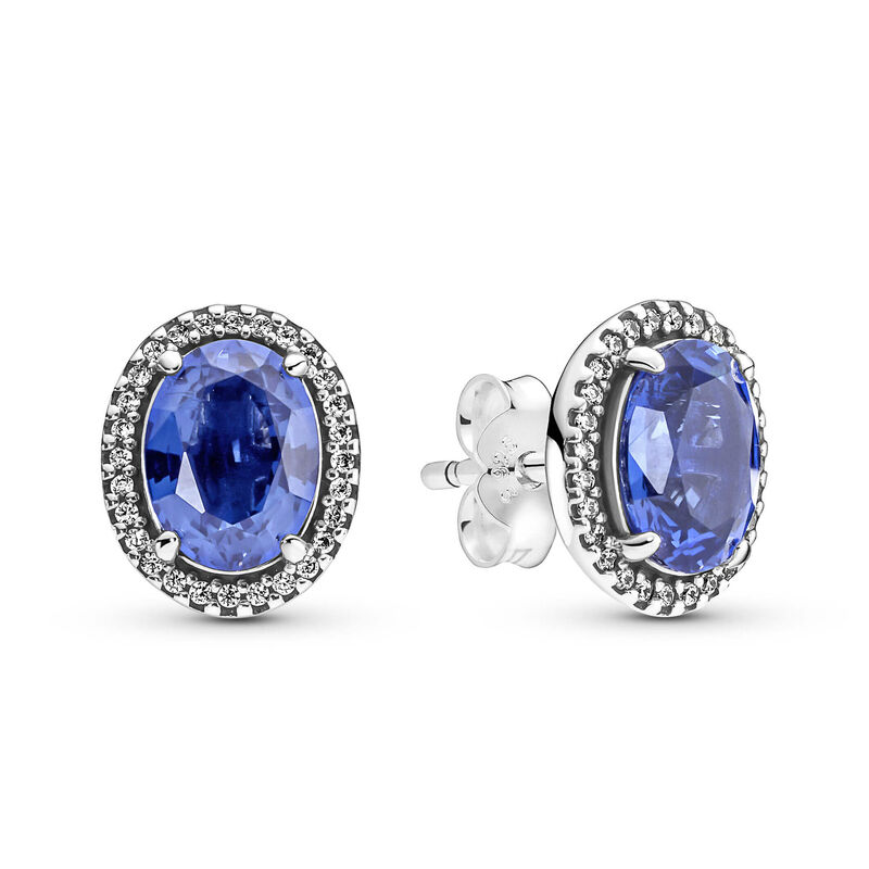 Pandora Sparkling Blue Crystal Statement Halo CZ Stud Earrings image number 1