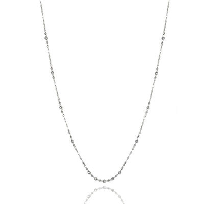 Platinum Born Diamond Cut Bead Station Necklace