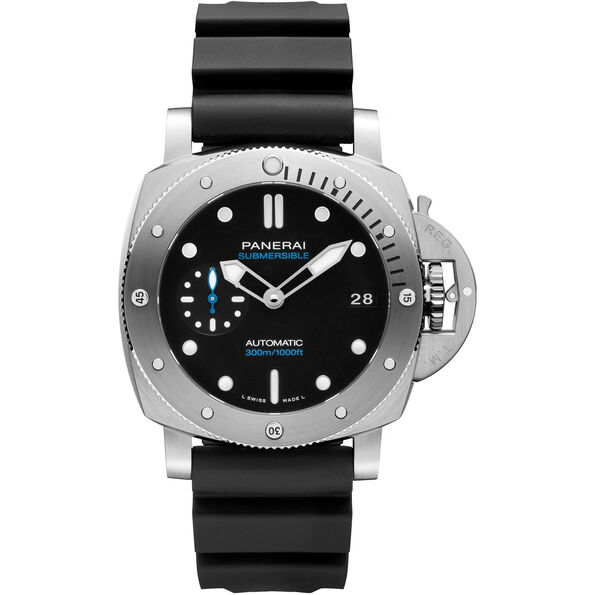 Panerai Submersible Watch Black Dial Black Caoutchouc Strap, 42mm