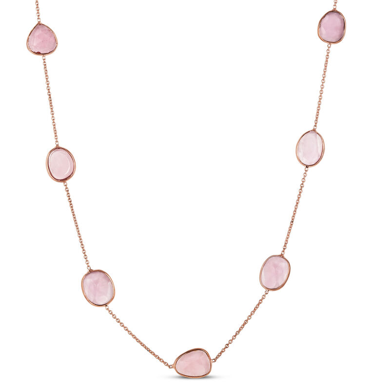 18-Inch Pink Tourmaline Station Necklace, 14K Rose Gold image number 0