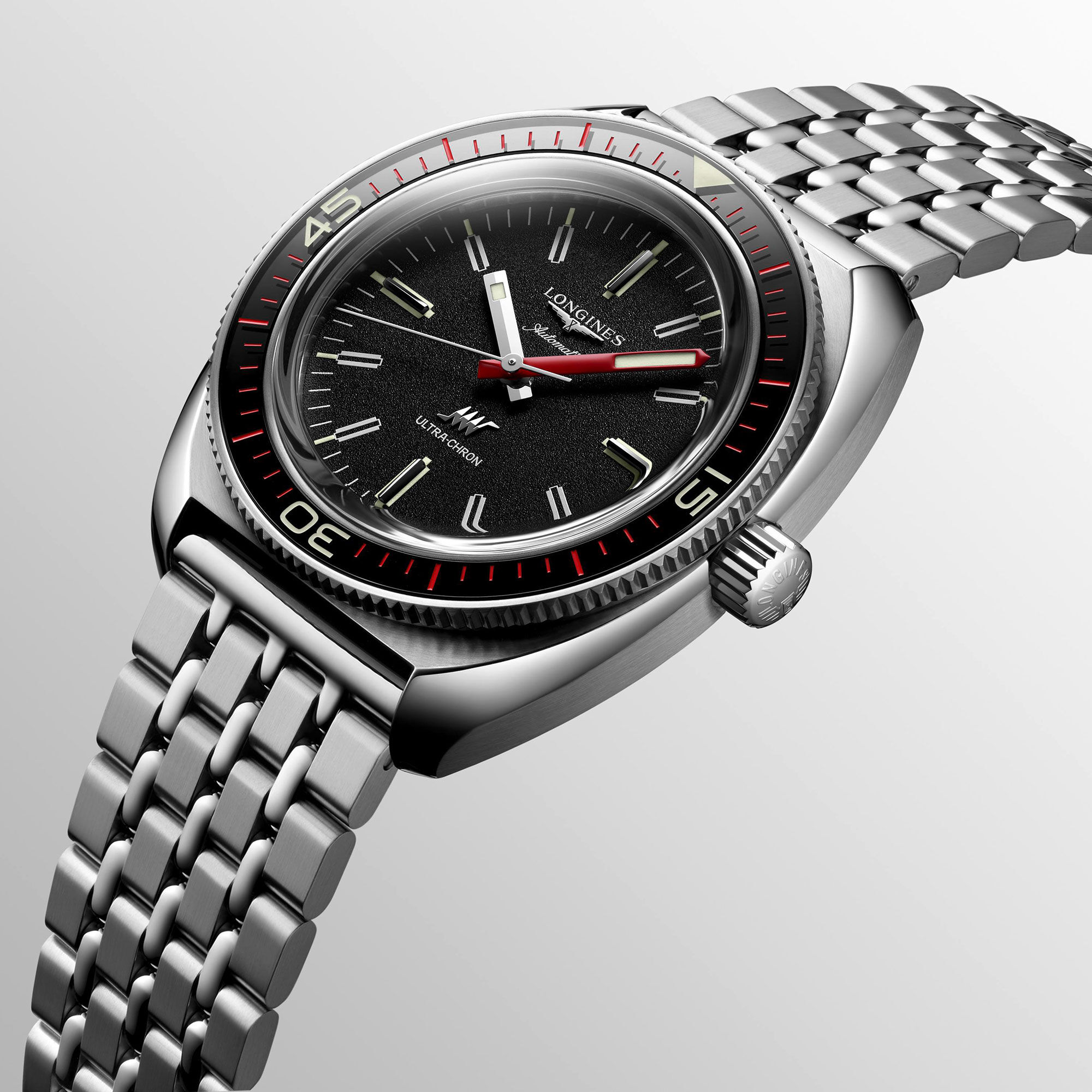 Longines Ultra‑Chron Black Dial Watch, 43mm