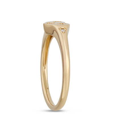 Heart Shaped Scattered Diamond Ring, 0.05 Total Carat Weight, 14K Yellow Gold