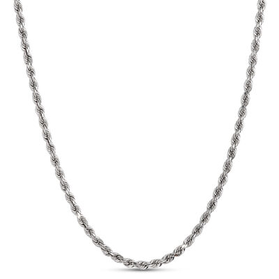 18-Inch Rope Link Necklace, 14K White Gold