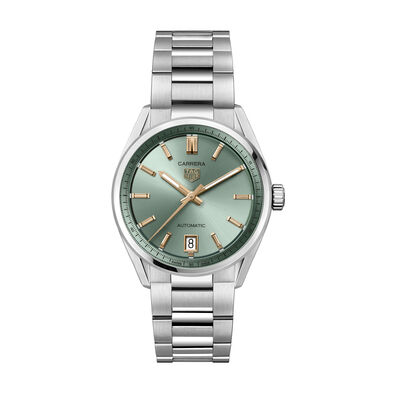 TAG Heuer Carrera Date Watch Green Dial Steel Bracelet, 36mm