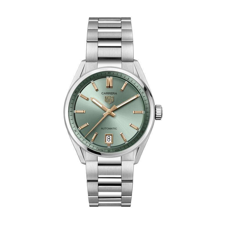 TAG Heuer Carrera Date Watch Green Dial Steel Bracelet, 36mm image number 1