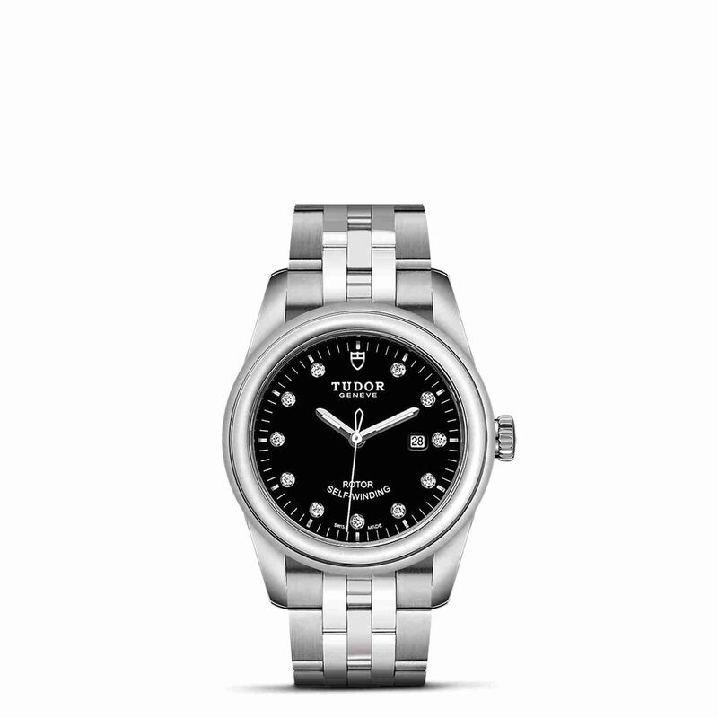 TUDOR Glamour Date Watch Black Dial Steel Bracelet, 31mm image number 0