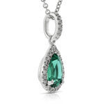 Pear Shape Emerald & Diamond Halo Pendant 14K
