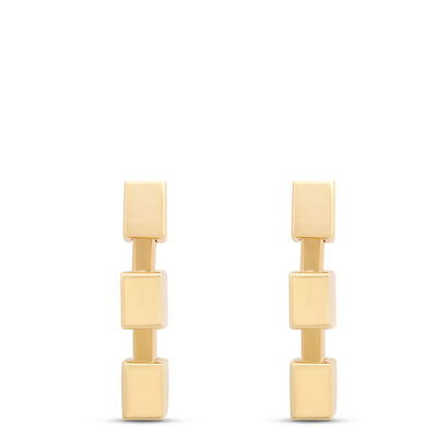 Toscano Cubic Linear Drop Earrings, 14K Yellow Gold