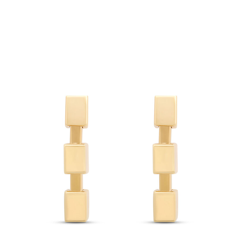 Toscano Cubic Linear Drop Earrings, 14K Yellow Gold image number 0
