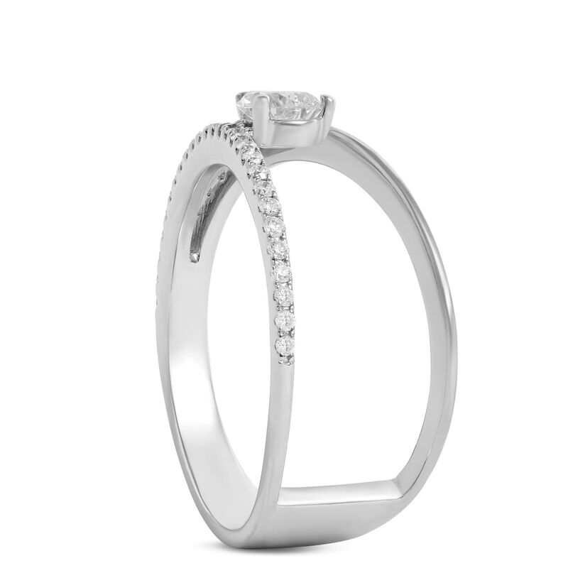 Pear and Round Diamond Ring, 14K White Gold image number 1