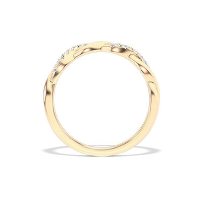 Classic Round Diamond Band with Twisted Shank, 0.08 Carat Total Weight, 14K Yellow Gold