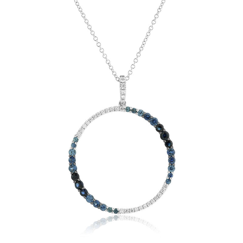 Sapphire & Diamond Circle Necklace 14K image number 0