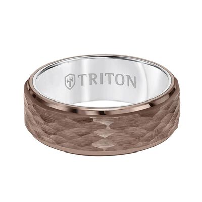 TRITON Comfort Fit Hammered Espresso Tungsten Band 8MM