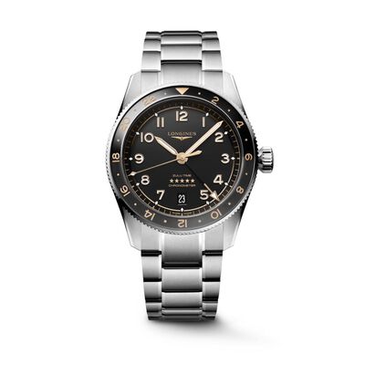 Longines Spirit Zulu Time Black Dial Watch, 39mm