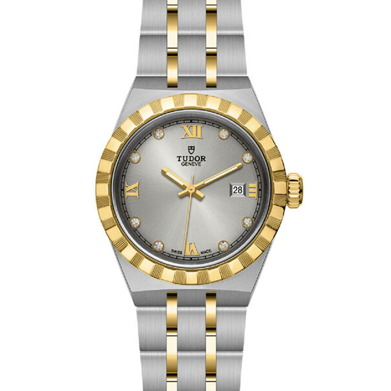 TUDOR Royal Watch Steel Case Silver Dial Steel and Gold Bracelet, 28mm image number 1