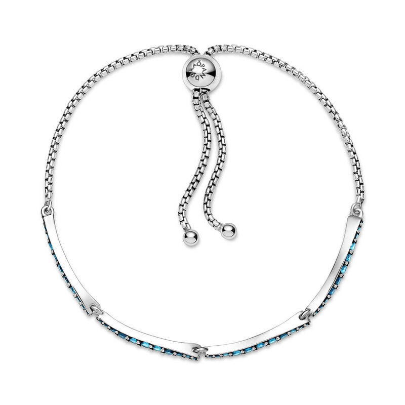 Pandora Blue Wavy Crystal Slider Bracelet image number 2