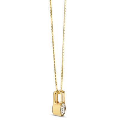 Modern 18-Inch Oval Diamond Pendant Necklace, &frac12; Carat, 14K Yellow Gold