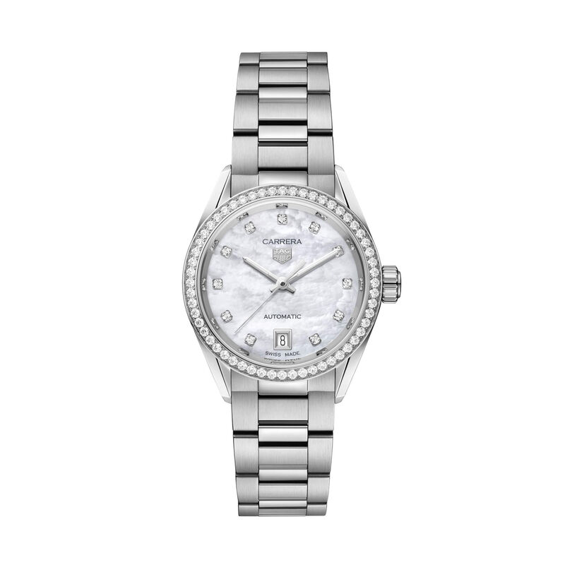 TAG Heuer Carrera Date Watch Mother of Pearl Dial Steel Bracelet, 29mm image number 0