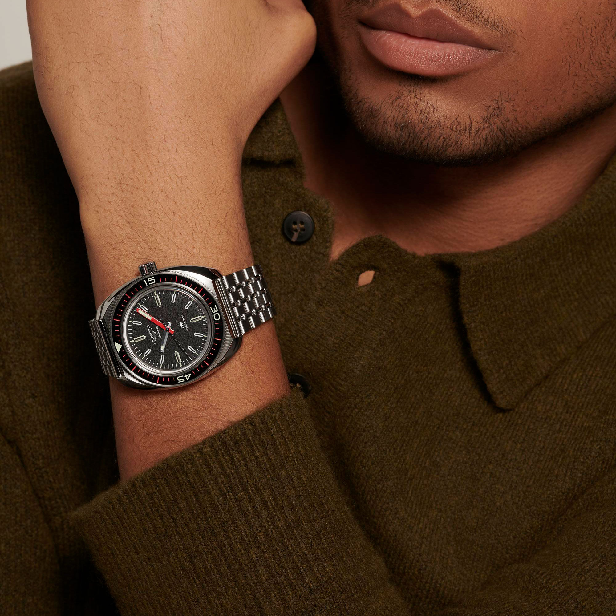 Longines Ultra‑Chron Black Dial Watch, 43mm