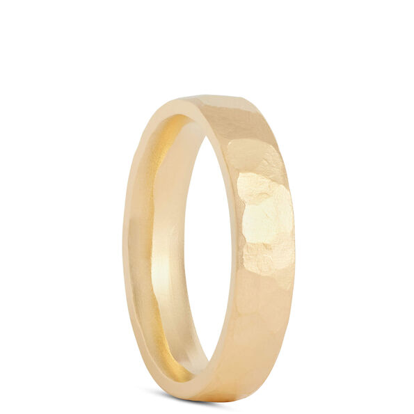 Hand Forged 4MM Flat Band, 22K Yellow Gold