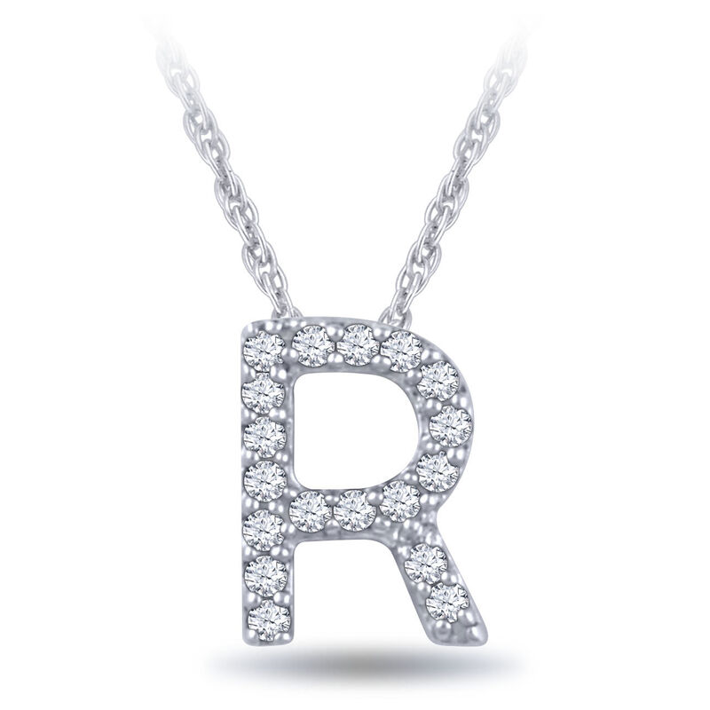 Diamond Initial Pendant 14K Letter 'R' image number 0