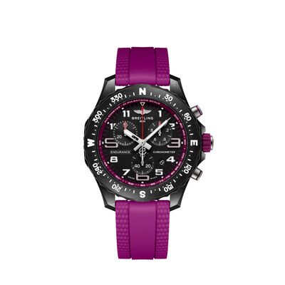 Breitling Endurance Pro Black Dial And Purple Rubber Strap Watch, 38mm