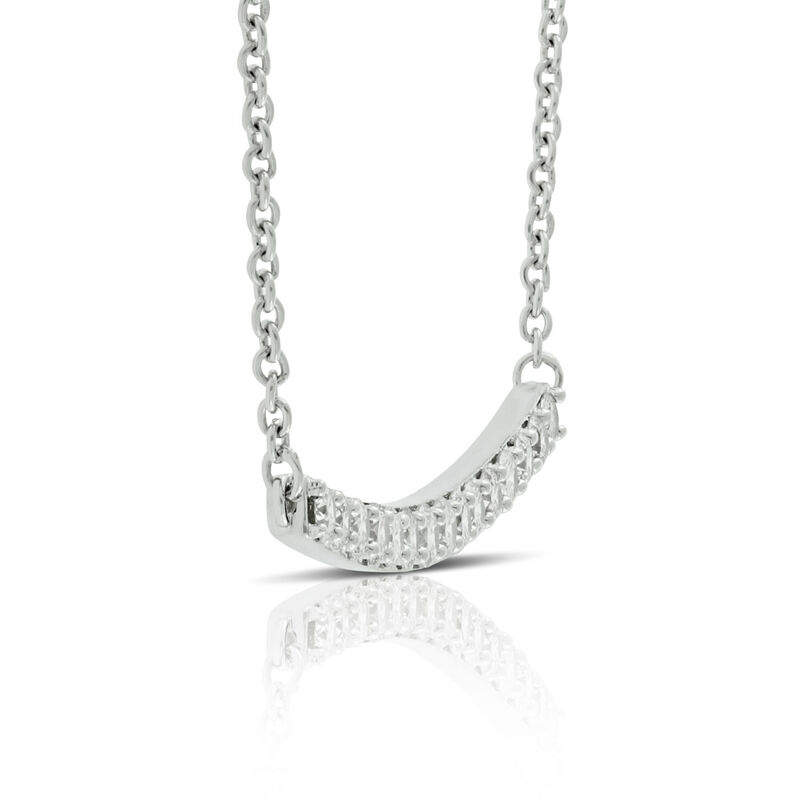 Curved Bar Diamond Necklace, 14K image number 1
