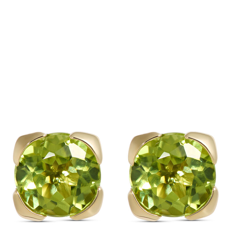 Round Peridot Stud Earrings, 14K Yellow Gold image number 0