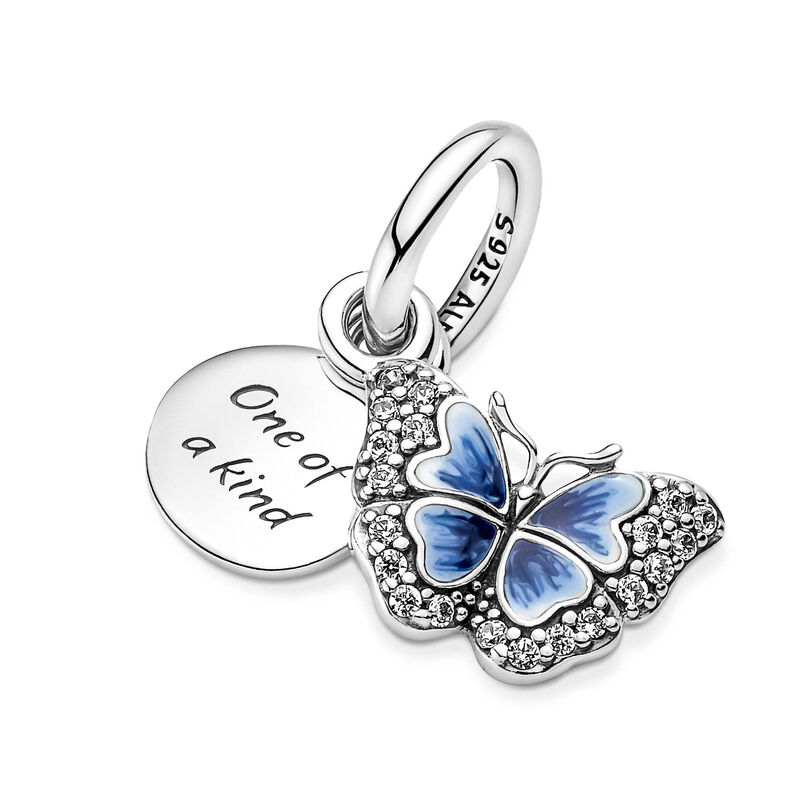 Pandora Blue Butterfly & Quote Enamel & CZ Double Dangle Charm image number 3