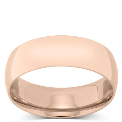 Rose Gold Polished Rounded Comfort Fit 7mm Band 14K