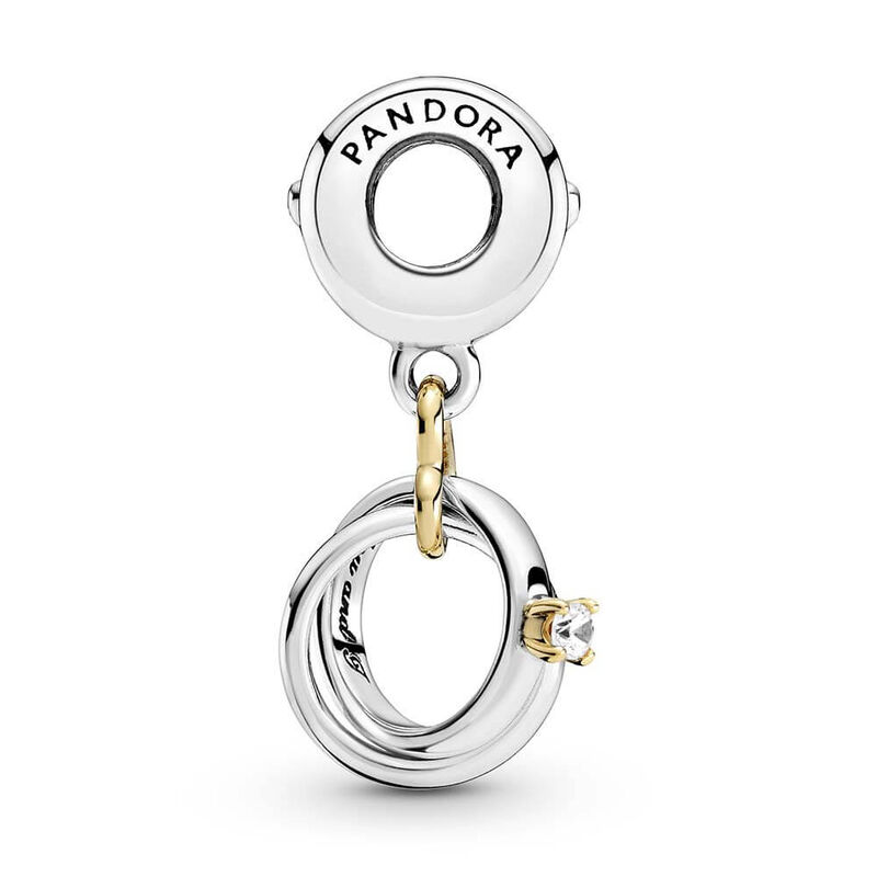 Pandora Two-tone Wedding Rings CZ Dangle Charm image number 3