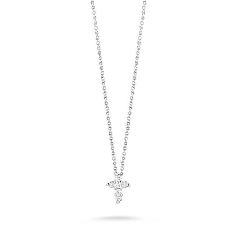 Roberto Coin Tiny Treasures Diamond Baby Cross Necklace 18K image number 1