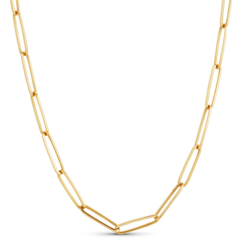 Paperclip Chain Necklace Adjustable 46cm/18' in 14k Solid Gold 