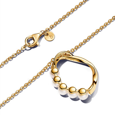 Pandora Essence Organically Shaped Circle & Treated Freshwater Cultured Pearls Pendant Necklace
