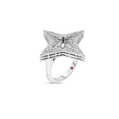 Roberto Coin 18K White Gold Stardust Medium Pave Diamond Star Ring
