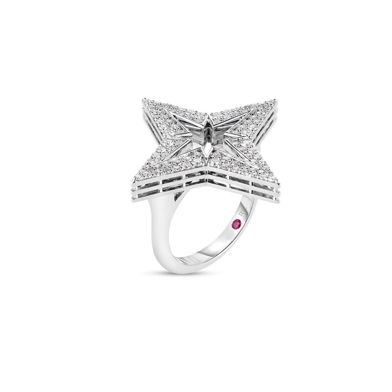 Roberto Coin 18K White Gold Stardust Medium Pave Diamond Star Ring image number 1