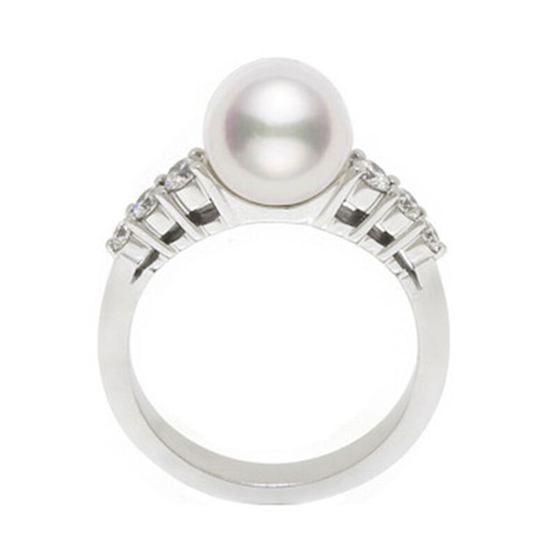 Mikimoto Morning Dew Akoya Cultured Pearl & Diamond Ring 18K image number 2